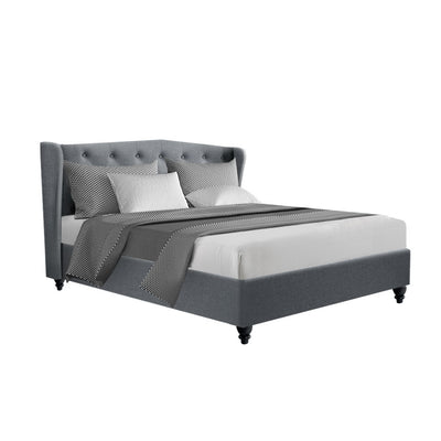 Bed Frame Fabric Grey Double