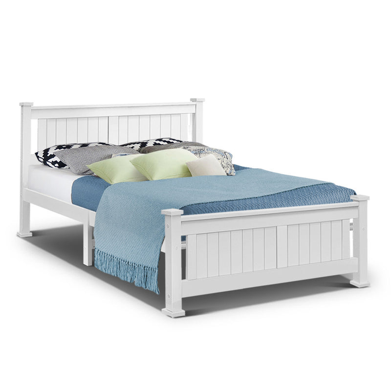 queen size wooden bed frame white 