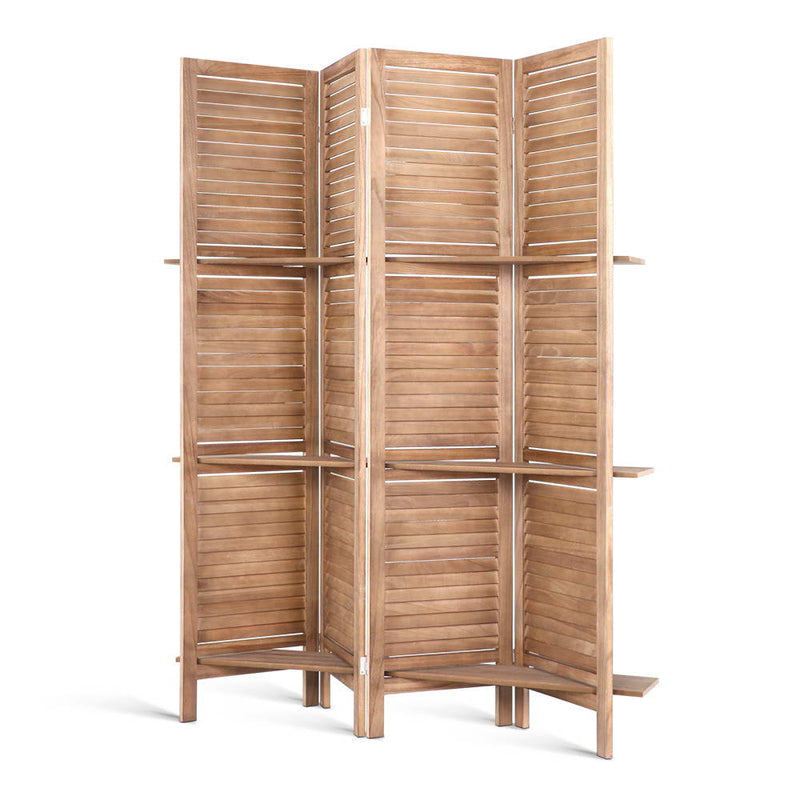 room divider 4 panel brown wood 