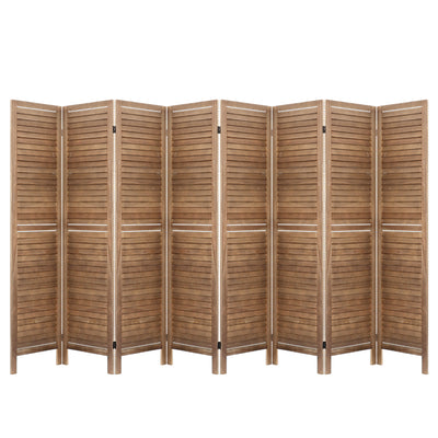 room divider privacy screen 8 panel timber brown