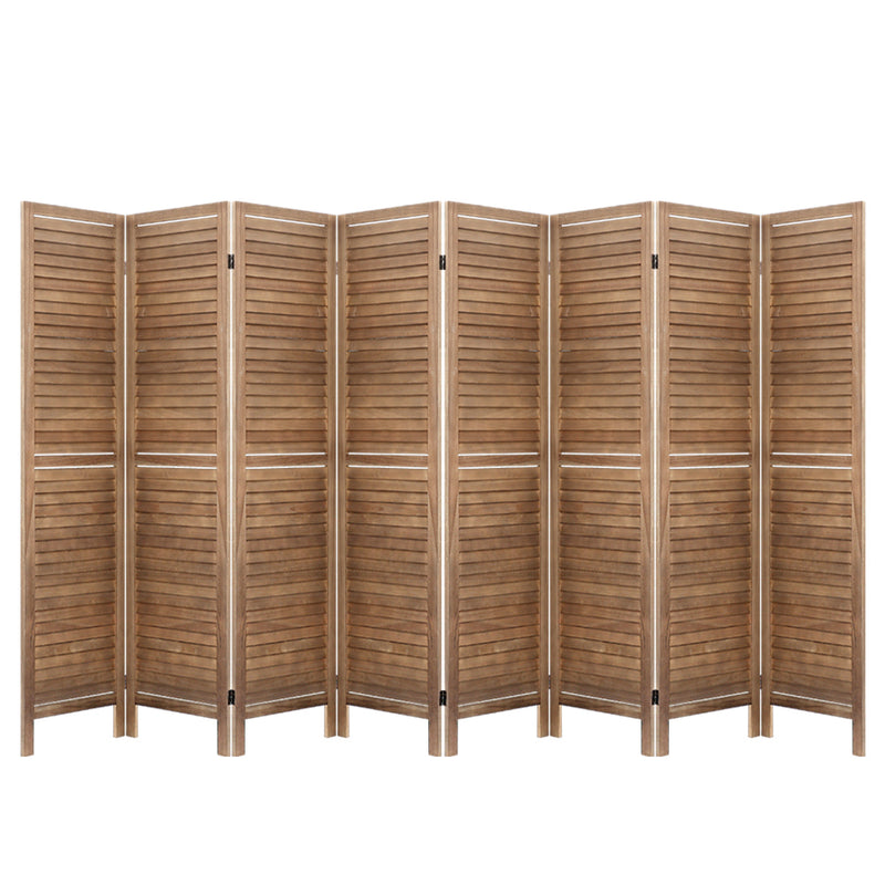 room divider privacy screen 8 panel timber brown