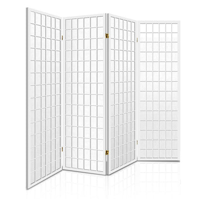room divider white privacy screen 4 panel 