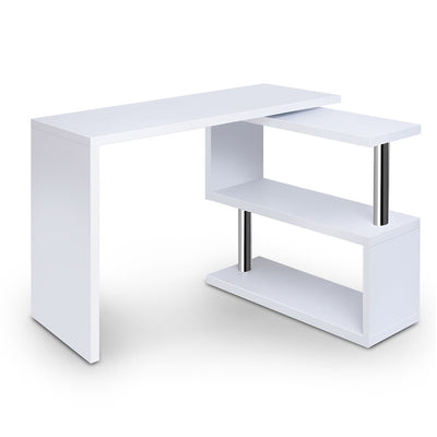Corner Desk with Bookshelf White