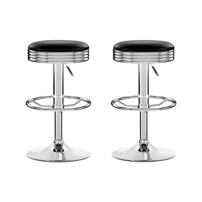 bar stools black and chrome round PU Leather backless diner