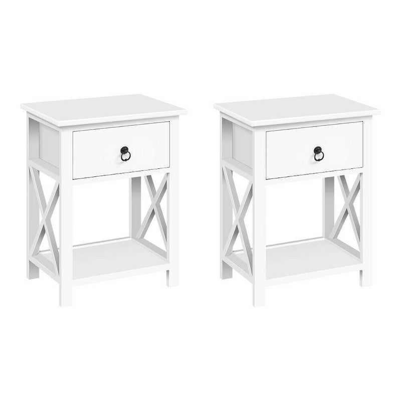 white Hamptons bedside tables 
