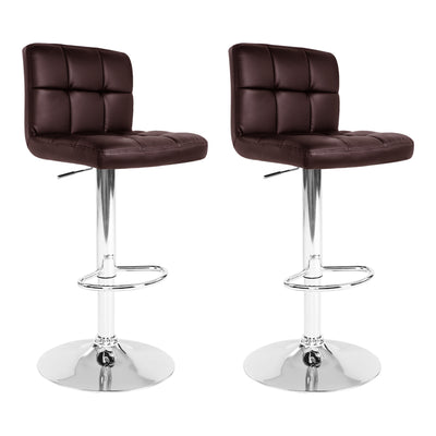 Gas Lift Bar Stools PU Leather Chocolate Brown