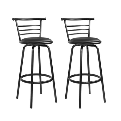 PU Leather Bar Stools Black and Steel