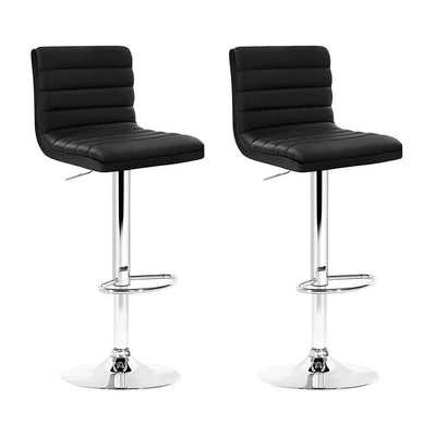 PU Leather Bar Stools Padded Black