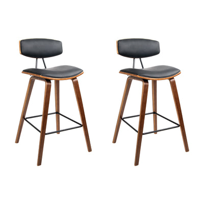 PU Leather Bar Stools Black with Footrest 