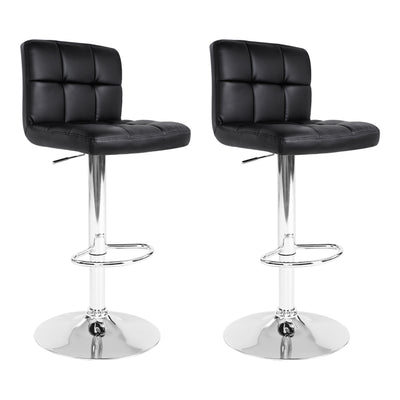  PU Leather Gas Lift Bar Stools Black