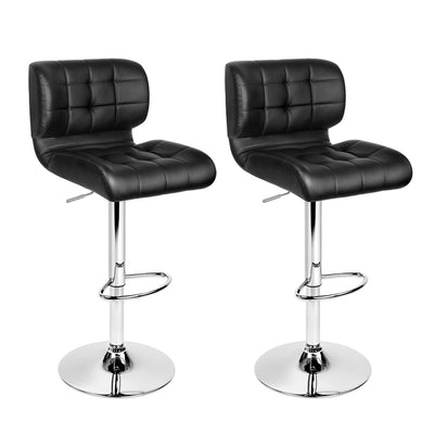 Black and Chrome Bar Stools PU Leather 