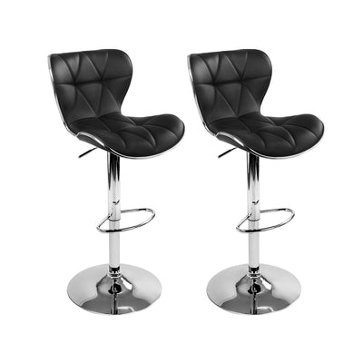 Bar Stools Black and Chrome PU Leather