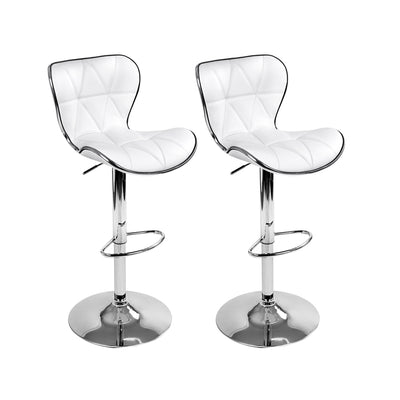 White and Chrome Bar Stools PU Leather