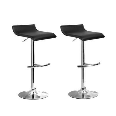 Bar Stools Black PU Leather Wave Style 