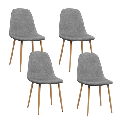 Set of 4 Fabric Dining Chairs Light Grey