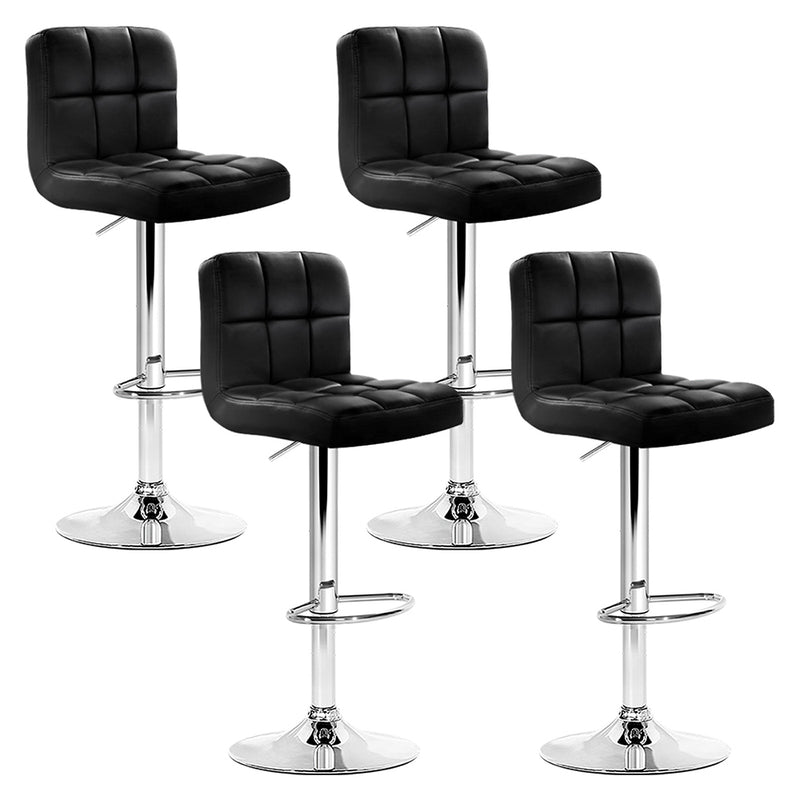 4 bar stools swivel black and steel