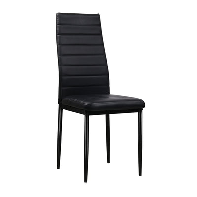 4 Dining Chairs PVC Leather Black