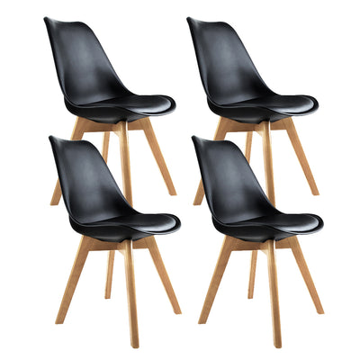 4 Padded Dining Chairs Black