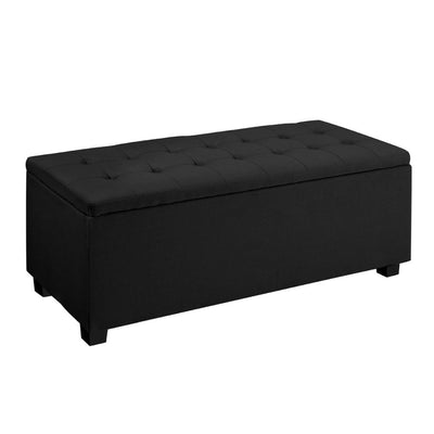 black ottoman storage box footstool 