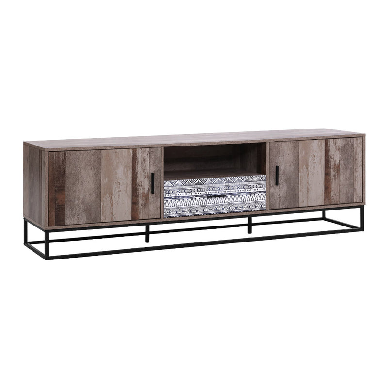 Scandinavian tv cabinet entertainment unit 180cm rustic wood 