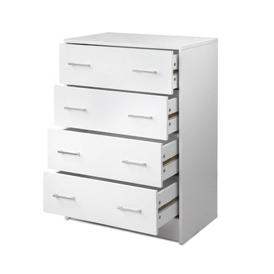 4 Drawers Storage Cabinet White Tallboy