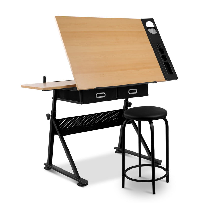 Tilt Drafting Table Stool Set Natural & Black