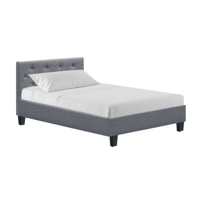 Bed Frame Single Grey Fabric