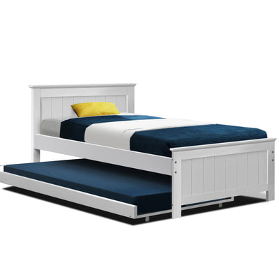 single size wooden kids bed frame white 