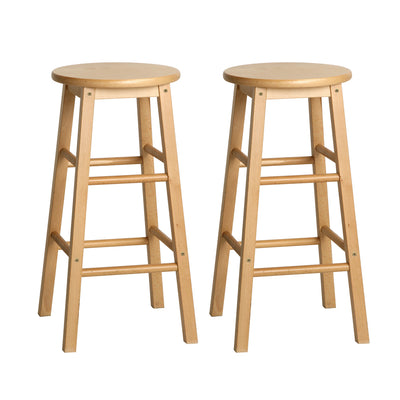 Artiss 2x Bar Stools Round Chairs Wooden Nature