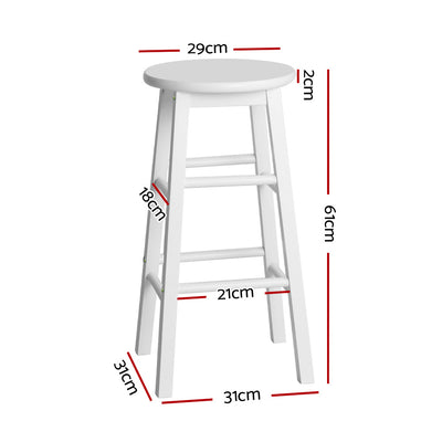 Artiss 2x Bar Stools Round Chairs Wooden White