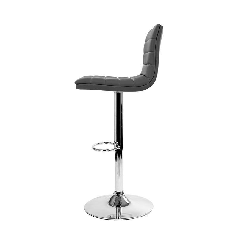 Artiss 2x Bar Stools Padded Leather Gas Lift Grey