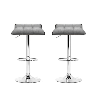 Artiss 2x Bar Stools Linen Padded Gas Lift