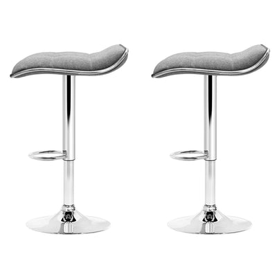 Artiss 2x Bar Stools Linen Padded Gas Lift