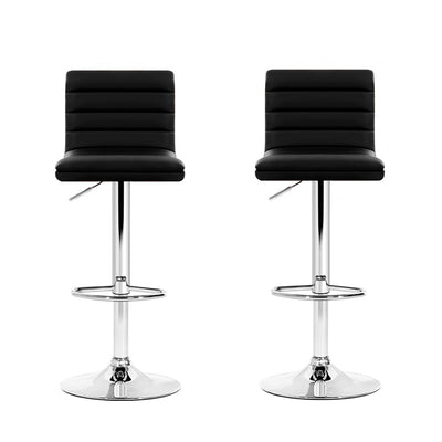 Artiss 2x Bar Stools Padded Leather Gas Lift Black