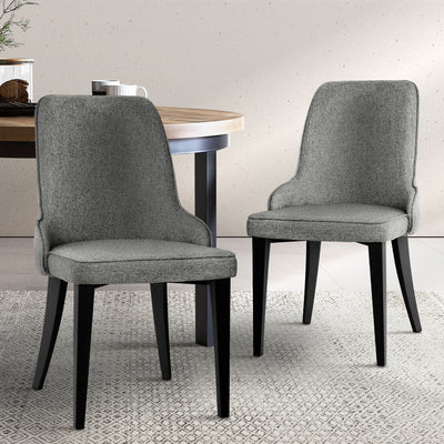 Artiss Dining Chairs Fabric Grey Set of 2 Domus