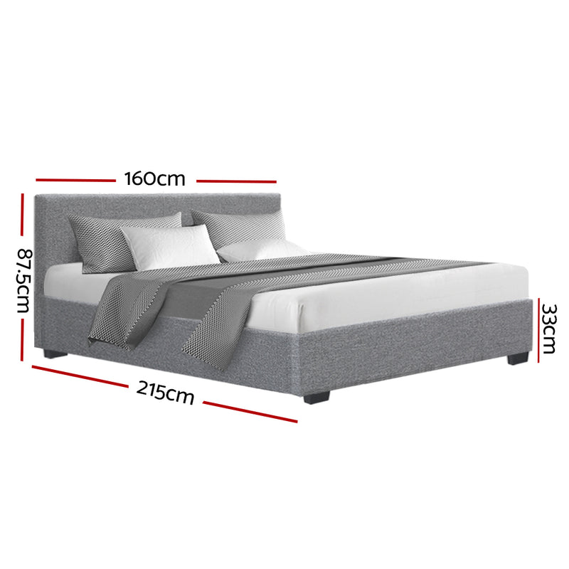 Artiss Bed Frame Queen Size Gas Lift Base -NINO Grey