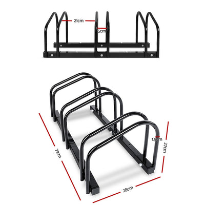 Weisshorn 3 Bike Stand Rack Bicycle Storage Floor Parking Holder Cycling Black