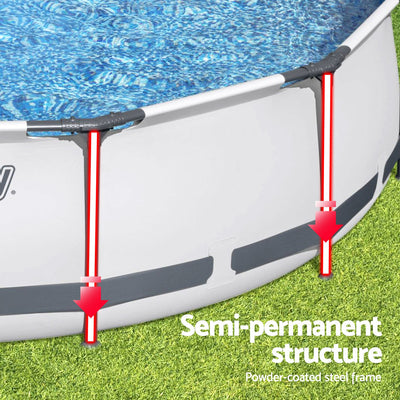 Bestway Swimming Pool 366x76cm Steel Frame Round Above Ground Pools w/ Filter Pump 6473L