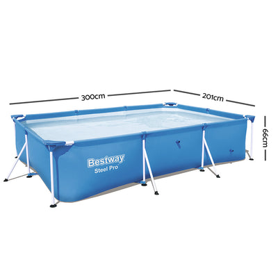 Bestway Swimming Pool 300x201x66cm Steel Frame Above Ground Pools 3300L