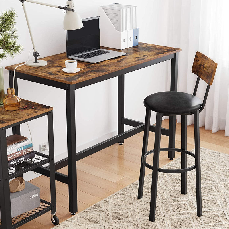 bar table and home office desk metal frame wood and black frame