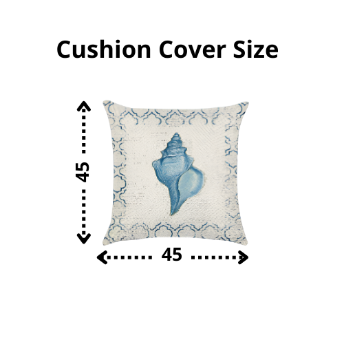 Blue Seashell Coastal Cushion Cover