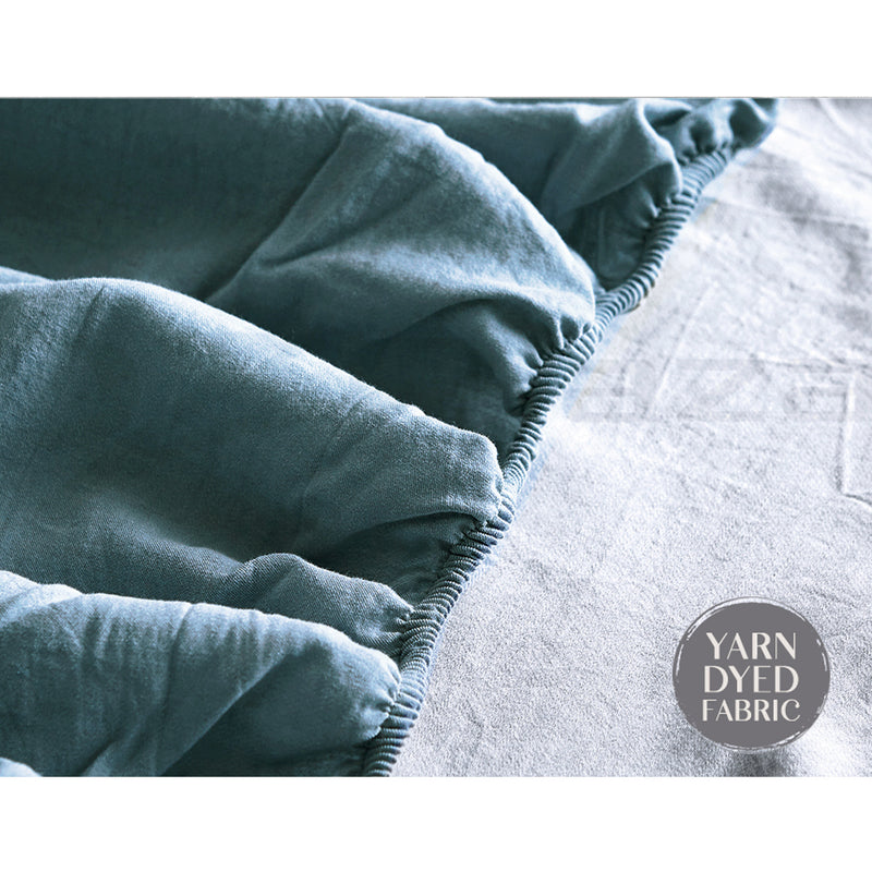 Cosy Club Cotton Bed Sheets Set Blue Grey Cover Double