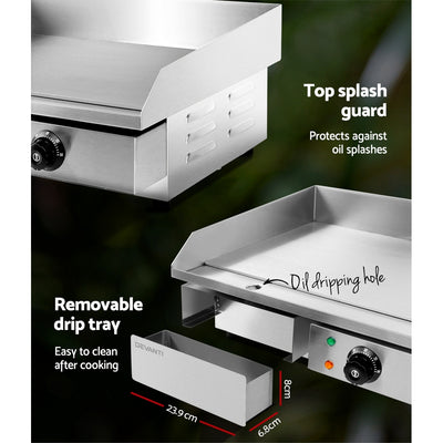 Devanti Commercial Electric Griddle 73cm BBQ Grill Plate 3000W