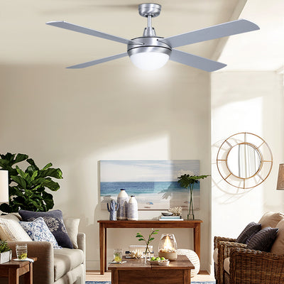 Devanti 52'' Ceiling Fan AC Motor w/Light w/Remote - Silver