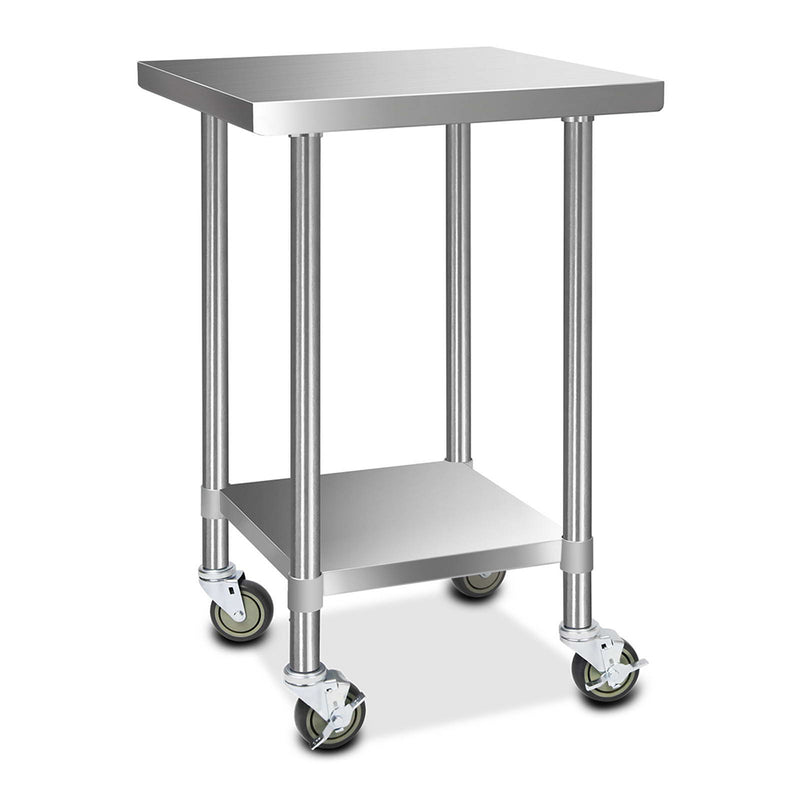 stainless steel kitchen bench with wheels 610mmx610mm