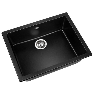 kitchen sink black granite 610x470mm