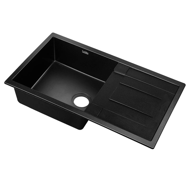 black kitchen sink stone basin bowl 860x500mm