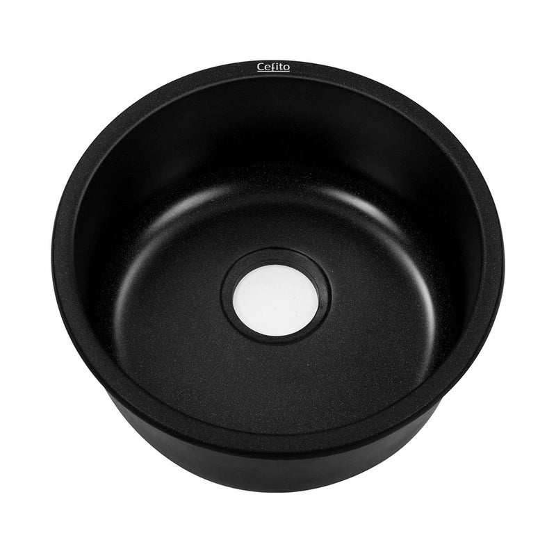 stone kitchen sink round black 430mm