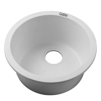 stone granite sink round white 430mm