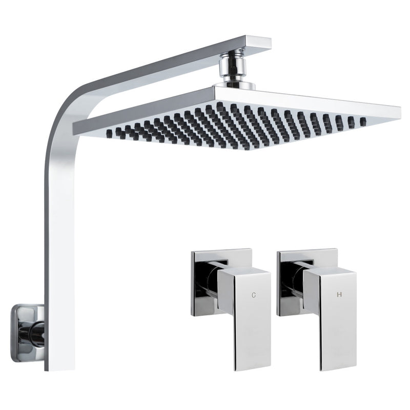 rain shower head square high pressure with taps chrome 